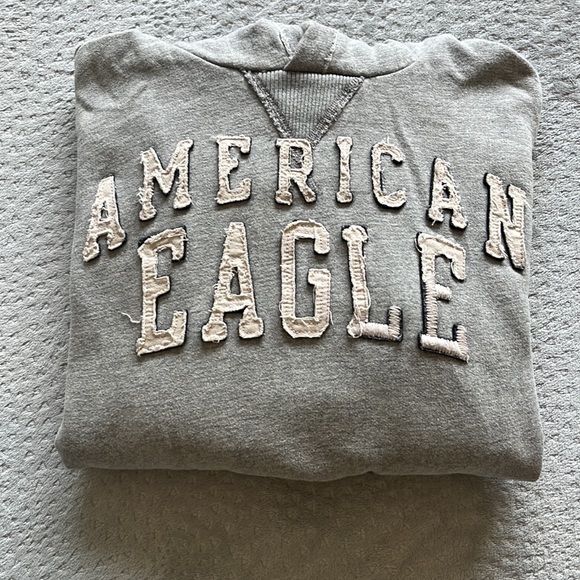 Heathered Gray Sm American Eagle Hooded Sweatshirt - Picture 2 of 5
